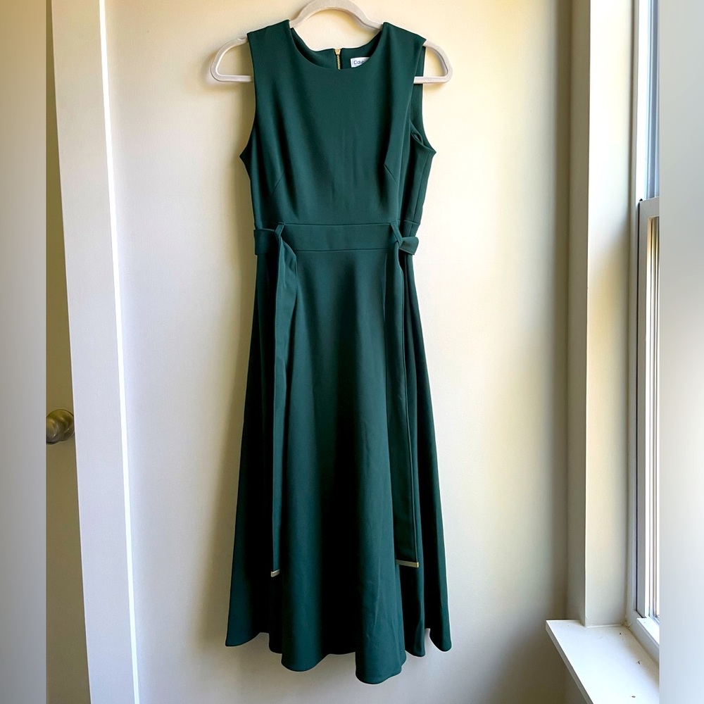 Calvin Klein Forest Green Long Sleeveless Dress
